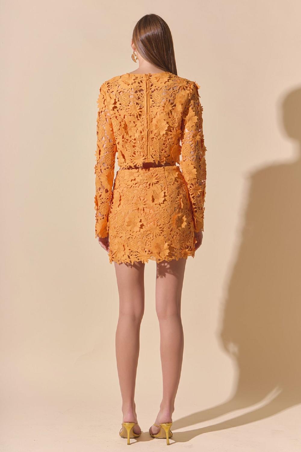 Endless Rose Floral Lace Mini Skirt ORANGE