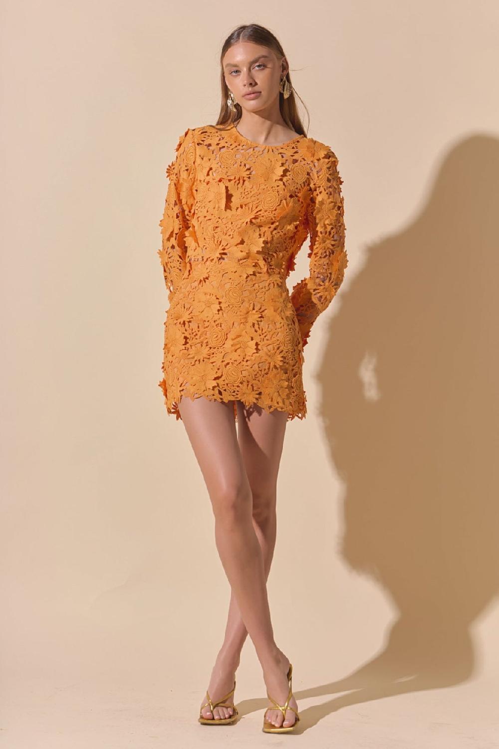 endless rose Floral Lace Mini Skirt ORANGE