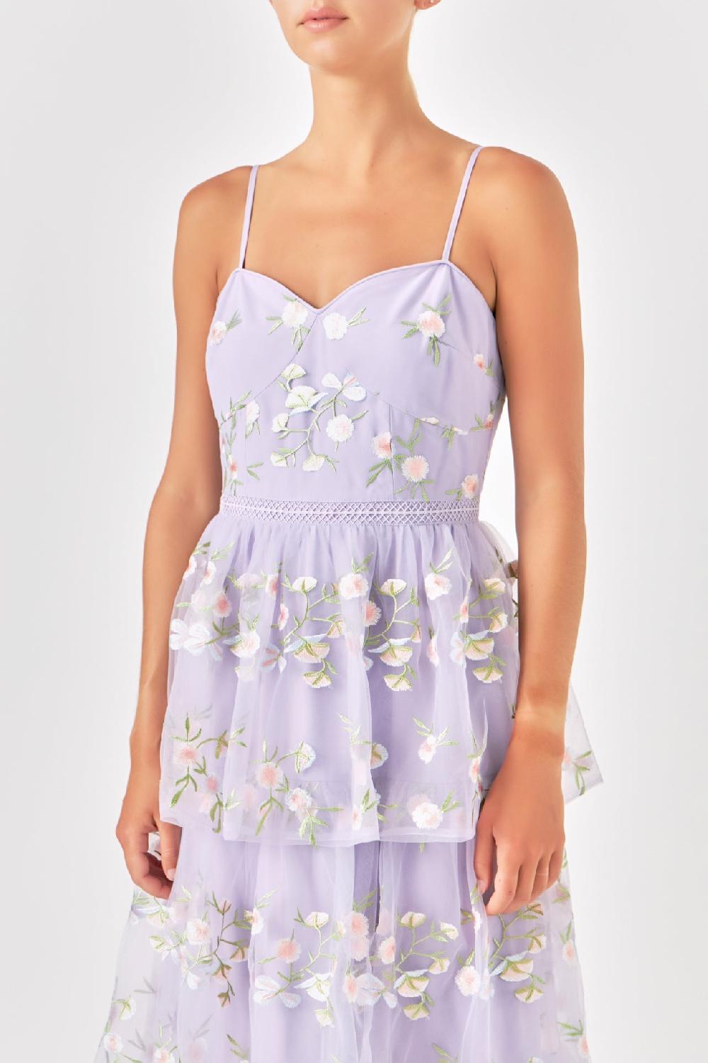 Endless Rose Floral Layered Midi Dress LILAC MULTI