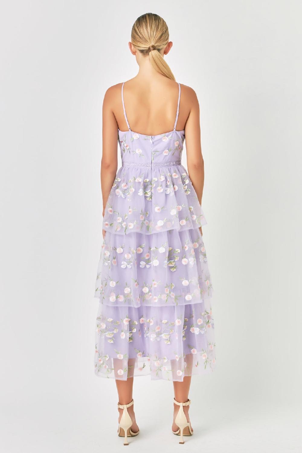Endless Rose Floral Layered Midi Dress LILAC MULTI