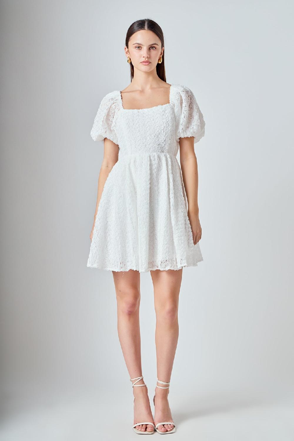 endless rose Floral Mini Dress WHITE