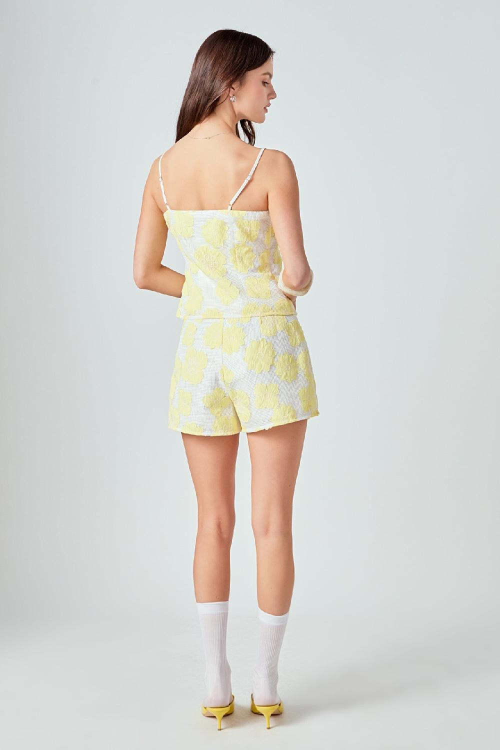 Endless Rose Floral Net Shorts WHITE/YELLOW