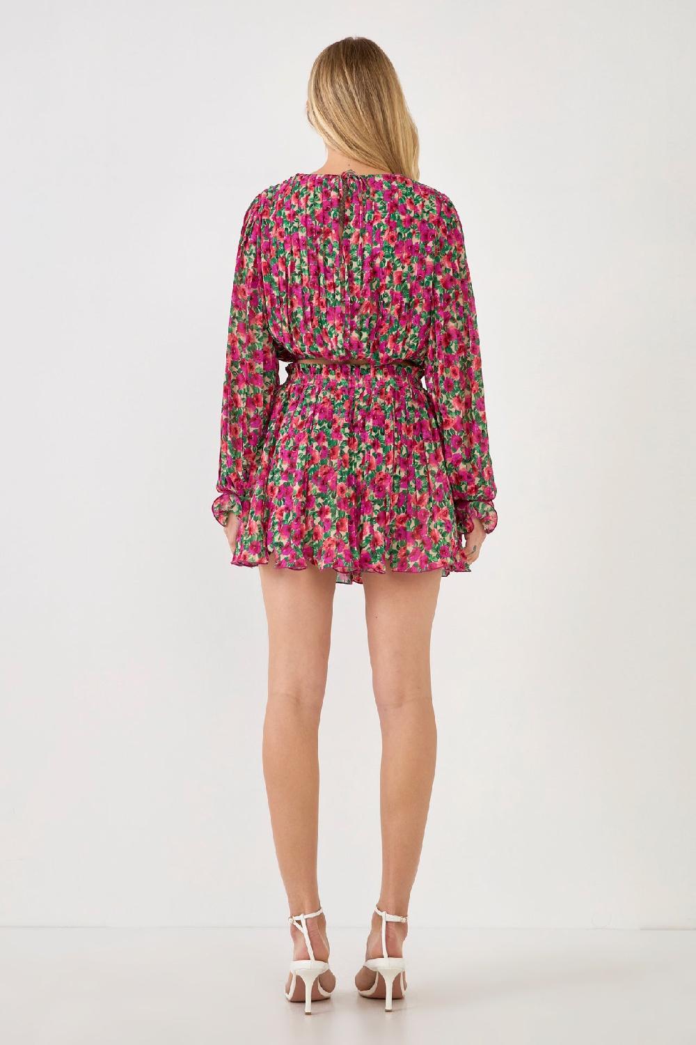 Endless Rose Floral Pleated Bubbled Top MAGENTA