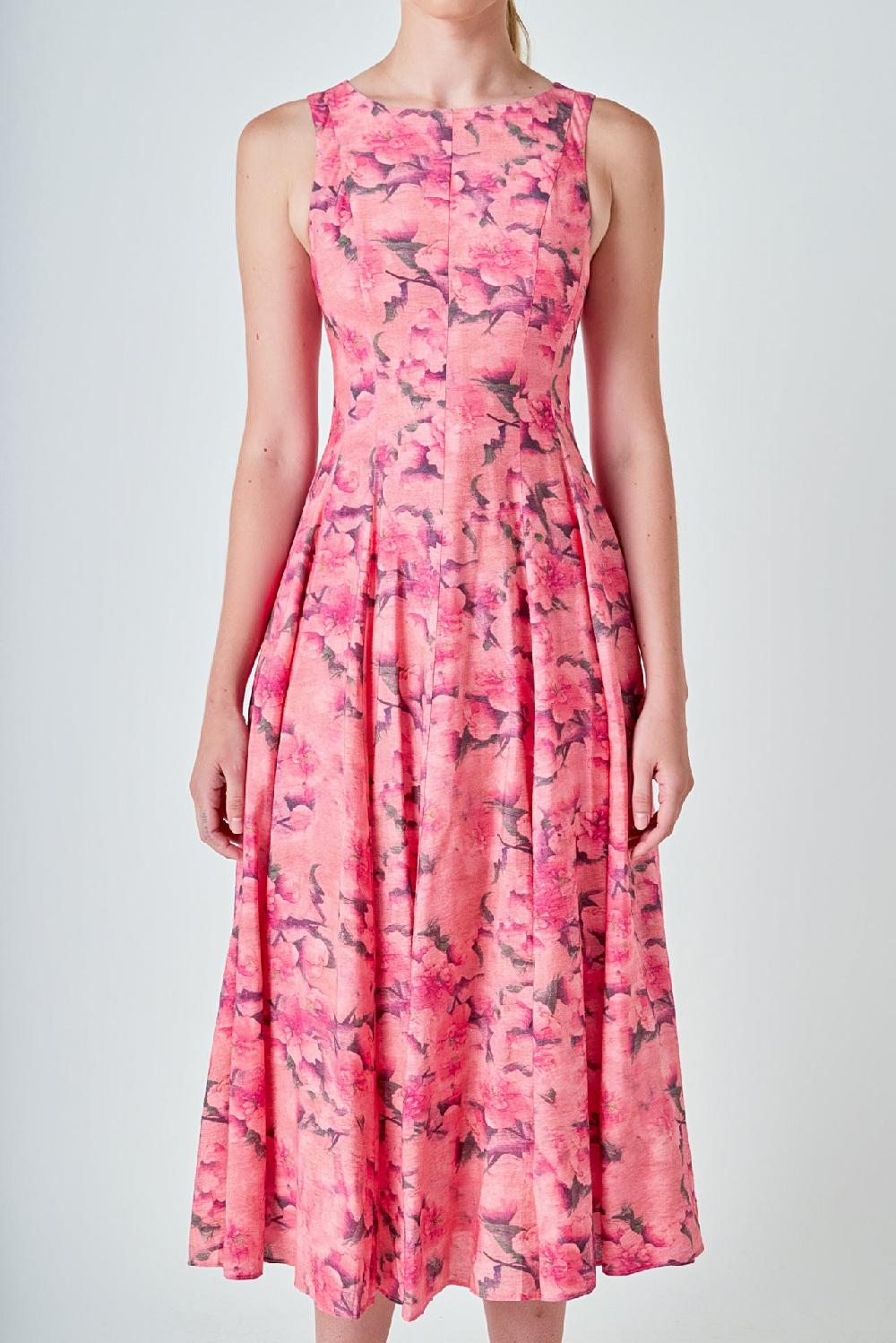 Endless Rose Floral Print Midi Dress PINK MULTI