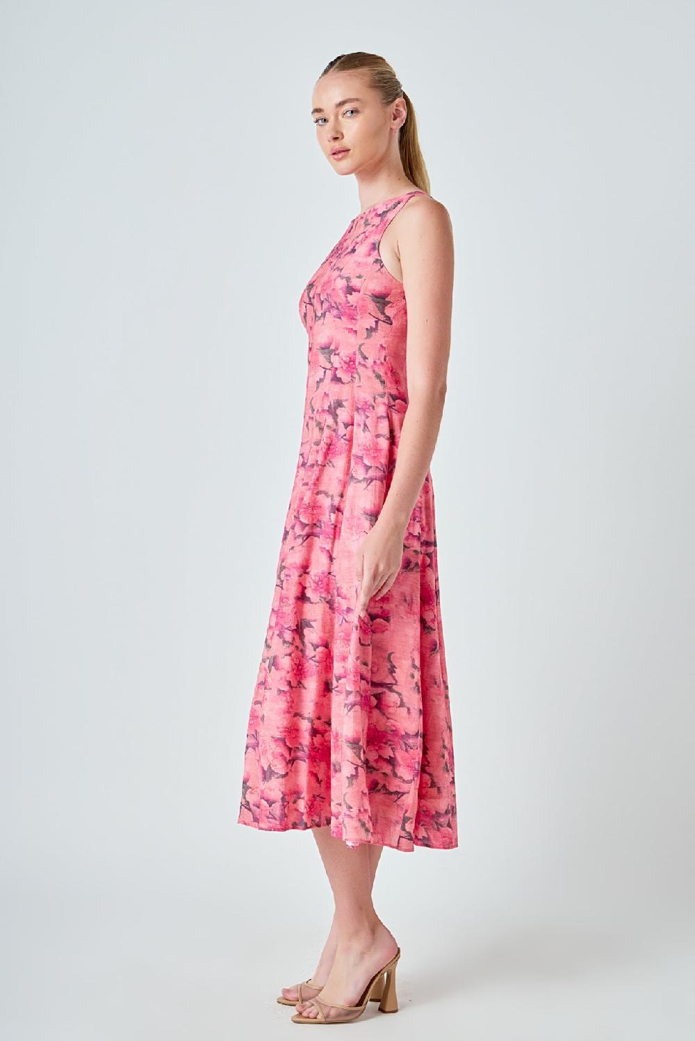 Endless Rose Floral Print Midi Dress PINK MULTI