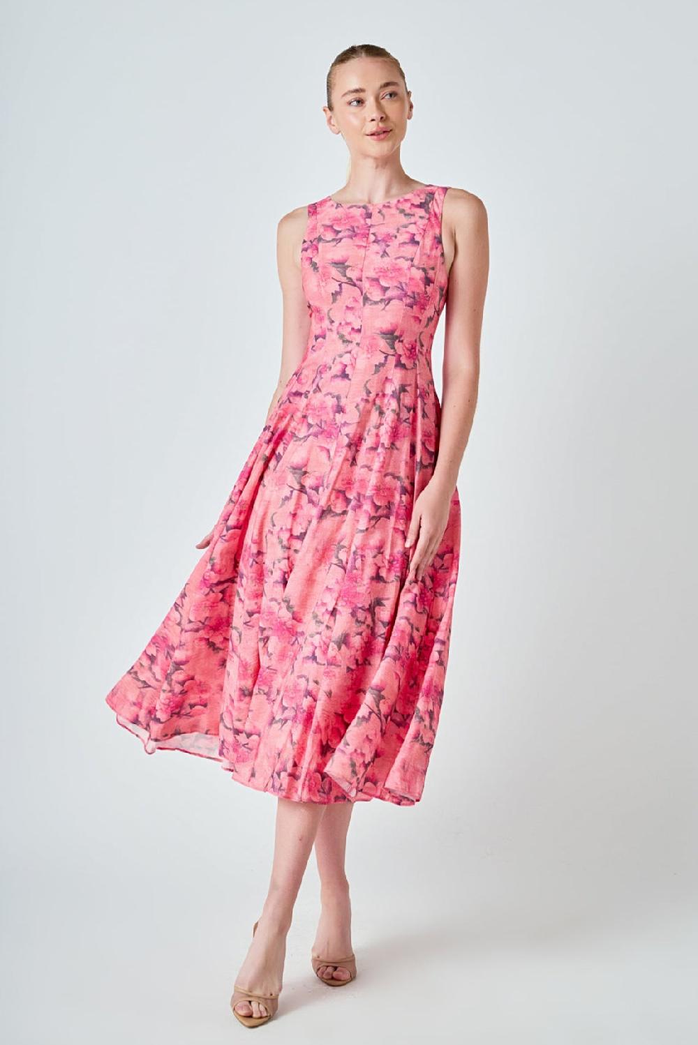 endless rose Floral Print Midi Dress PINK MULTI