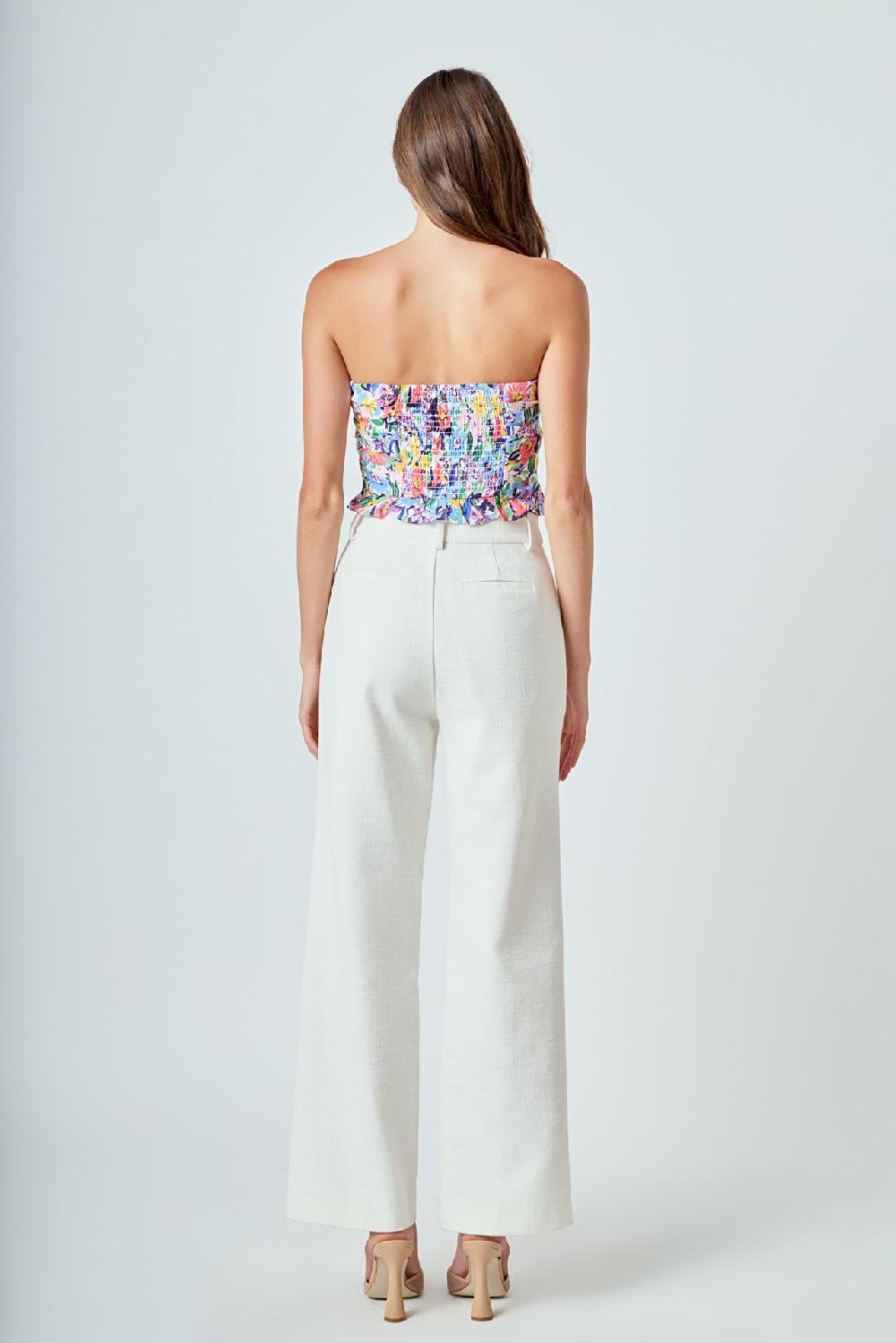 Endless Rose Floral Ruched Strapless Top MULTI