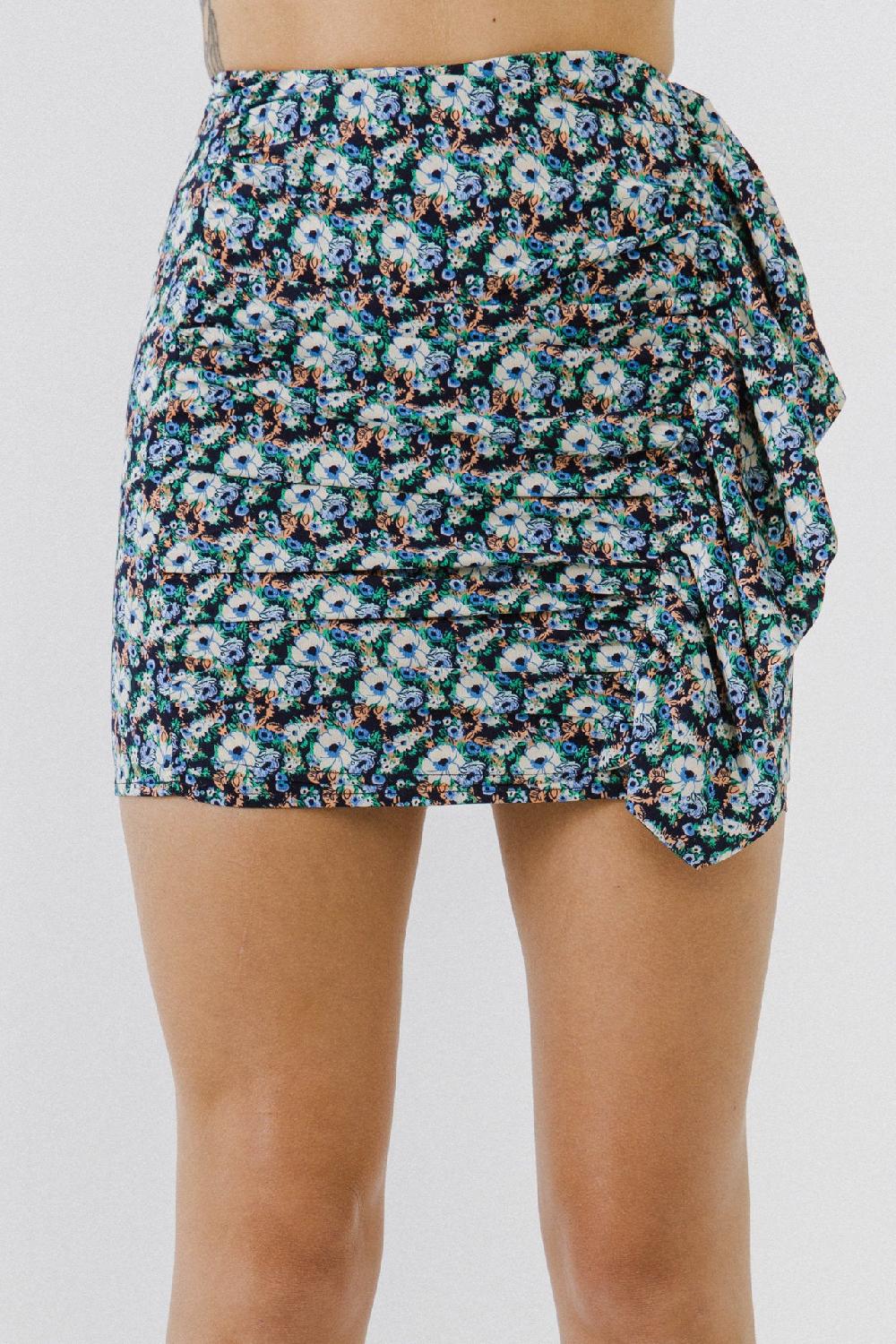 Endless Rose Floral Ruffled Skirt NAVY MULTI