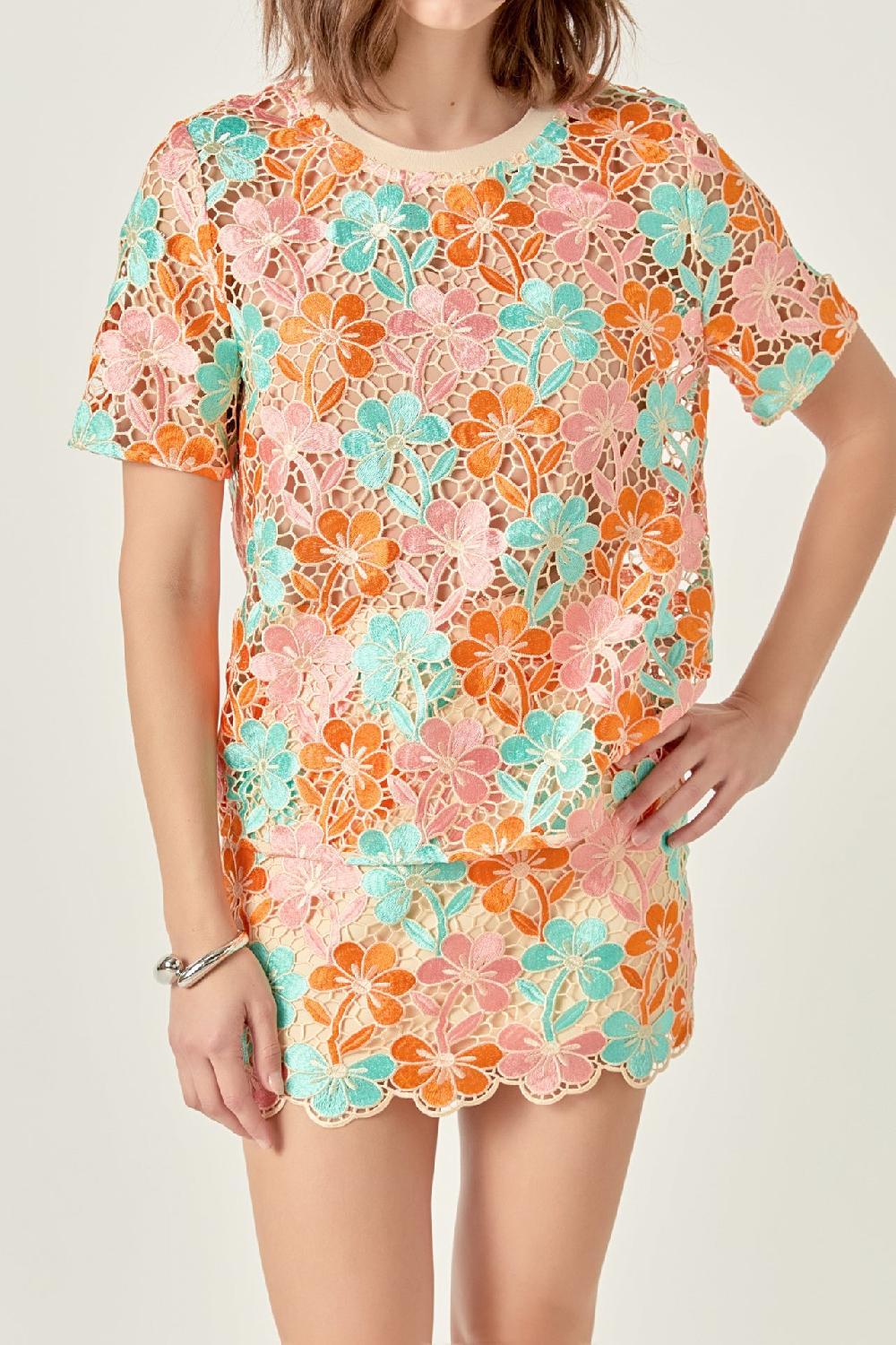 Endless Rose Floral Short Sleeve Top MULTI