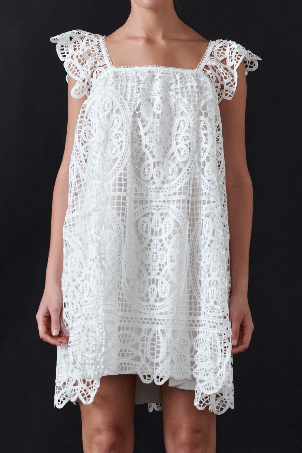 Endless Rose Flounce Laced Mini Dress WHITE