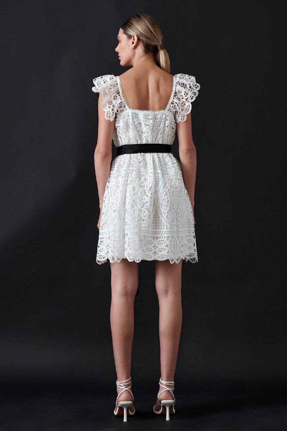 Endless Rose Flounce Laced Mini Dress WHITE
