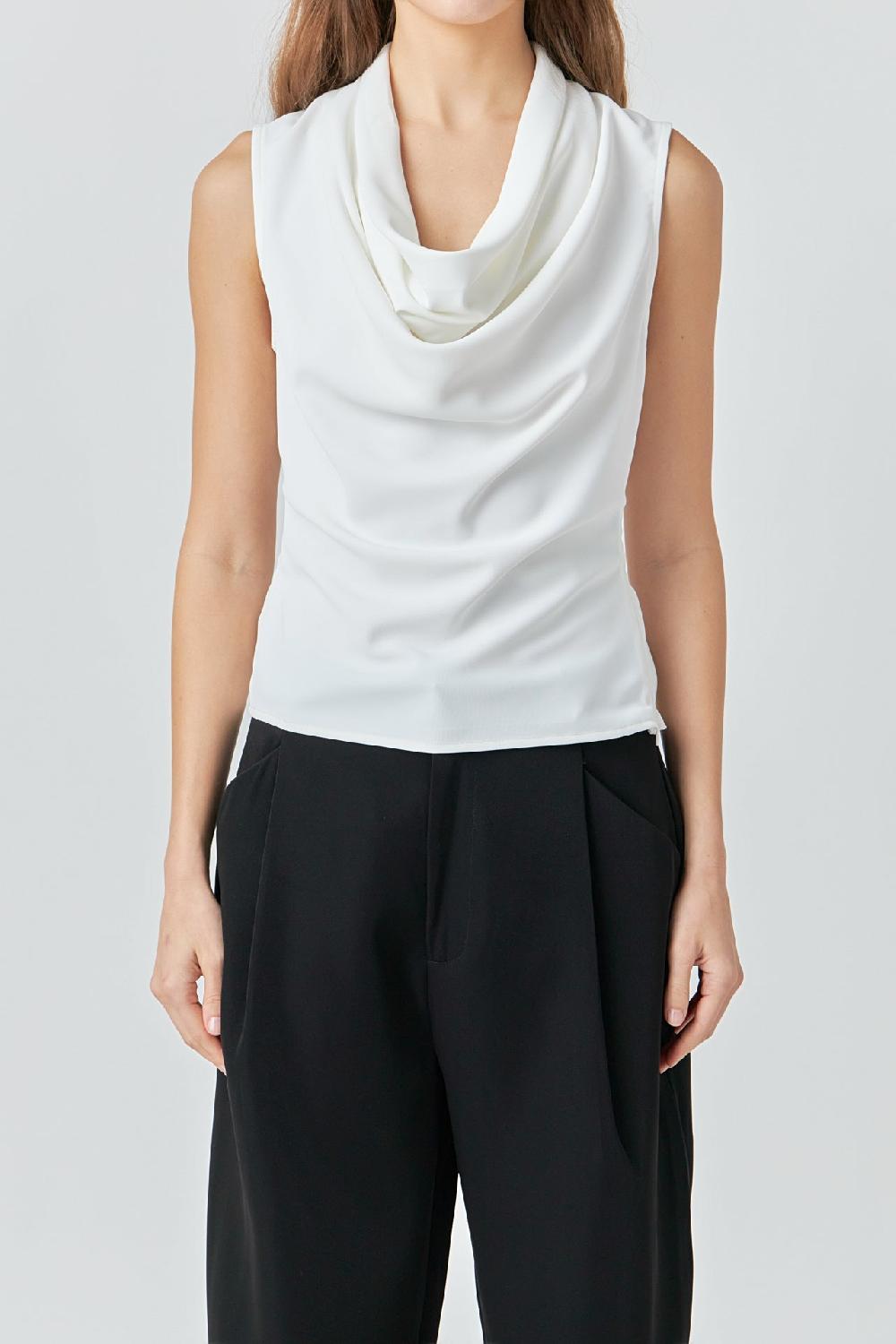 Endless Rose Flowy Neckline Sleeveless Top WHITE