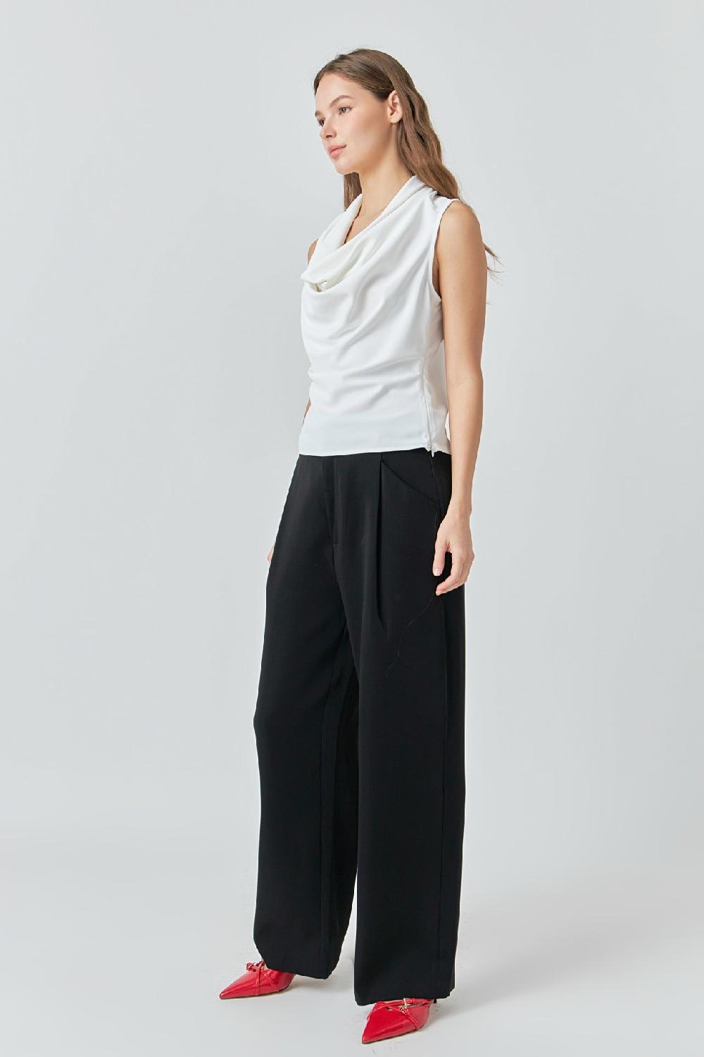 Endless Rose Flowy Neckline Sleeveless Top WHITE