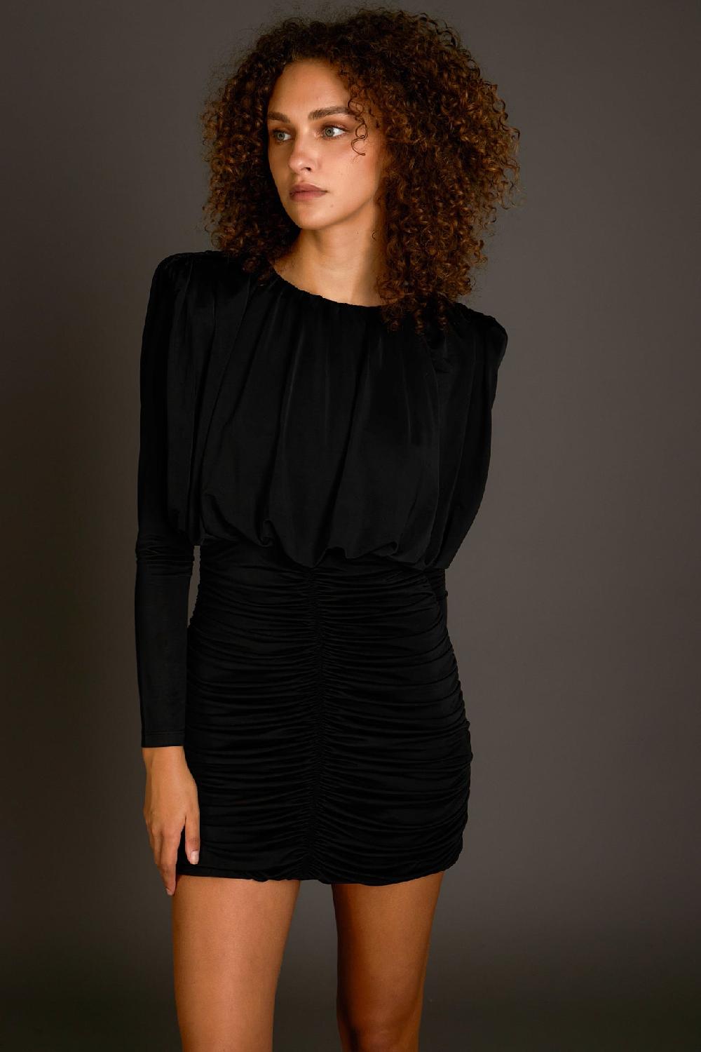 endless rose Fluid Shoulder Pad Mini Dress PURPLE