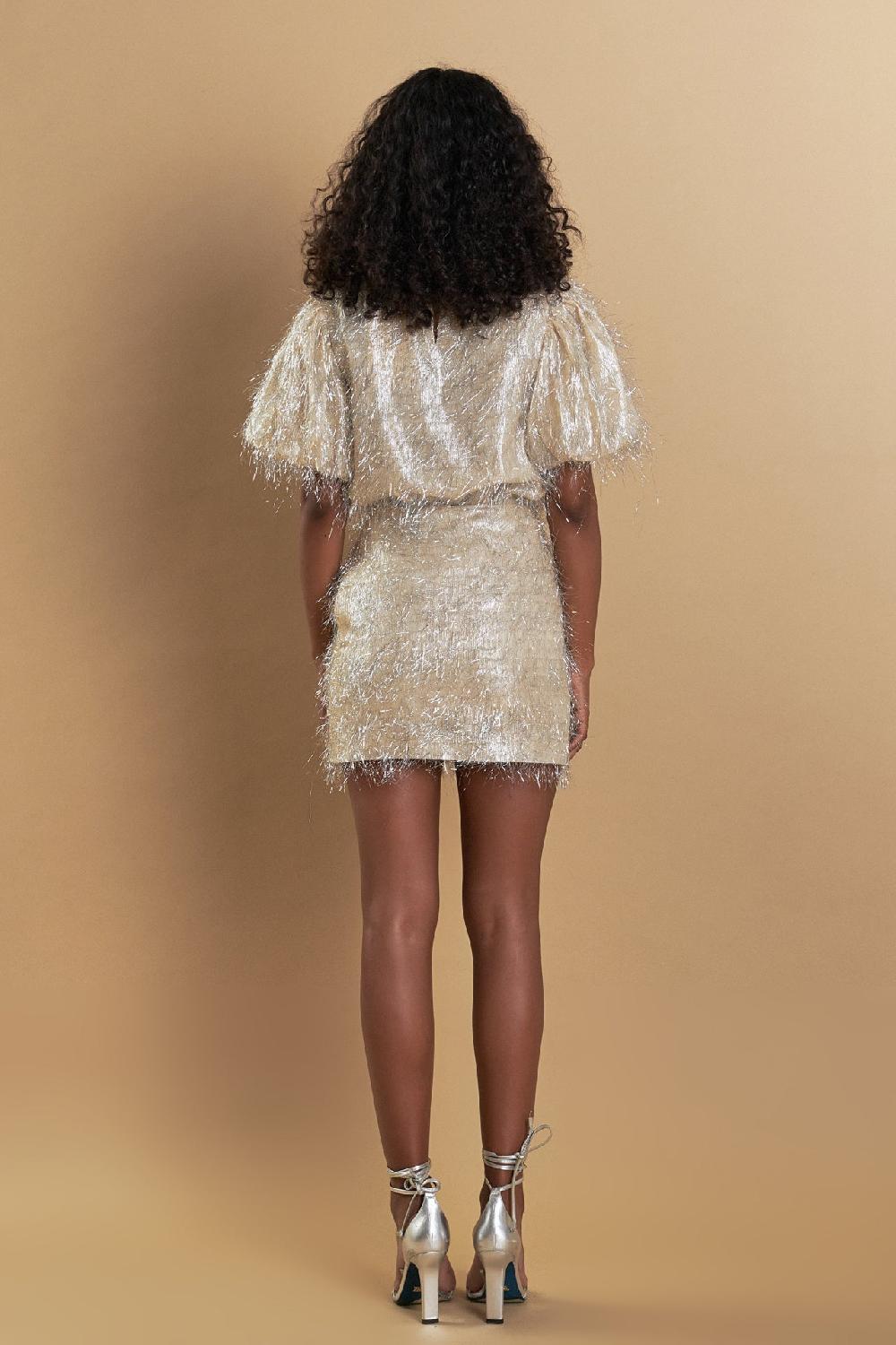 Endless Rose Fringe Mini Skirt CHAMPAGNE