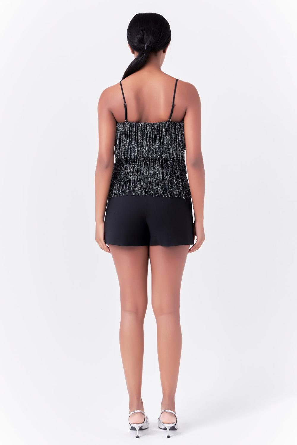 Endless Rose Fringe Tiered Top BLACK