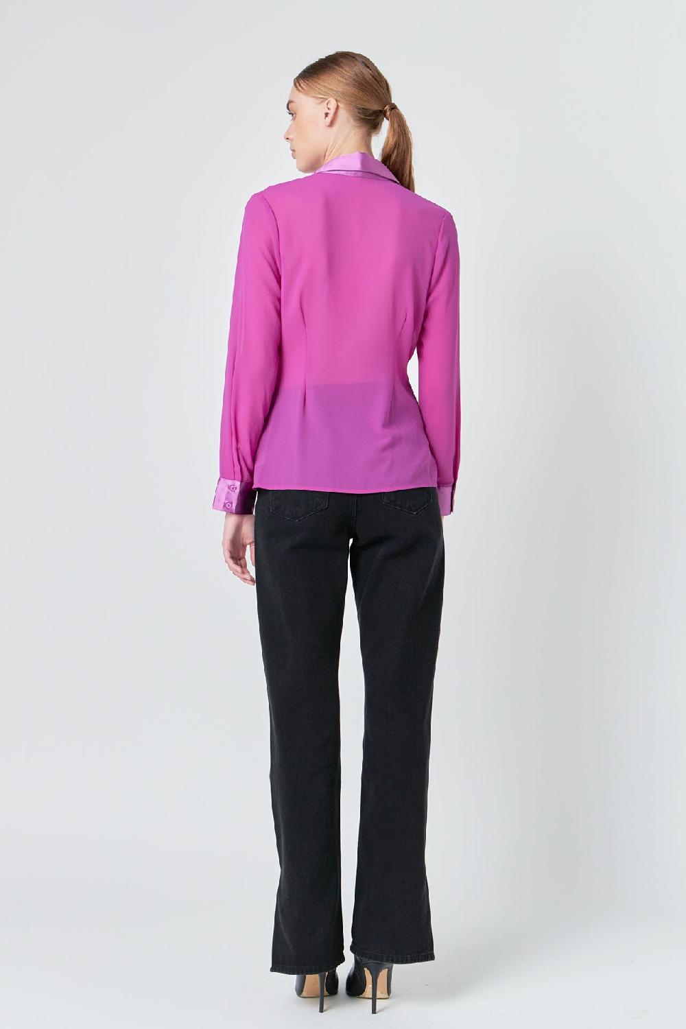 Endless Rose Front Ruched Chiffon Blouse GRAPE