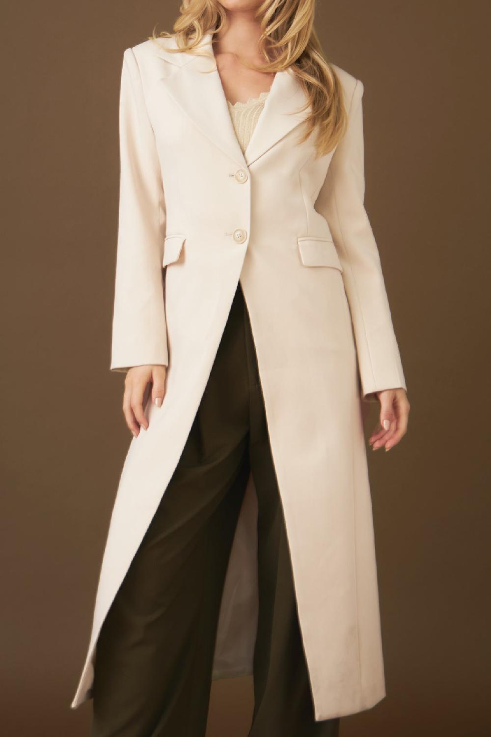 Endless Rose Front Slit Long Jacket CREAM