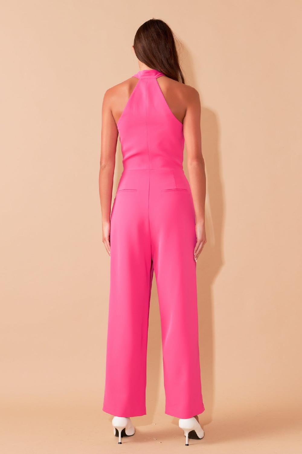 Endless Rose Front Tie Strapless Jumpsuit FUCHSIA