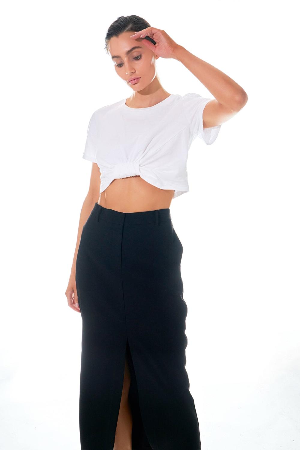 Endless Rose Front Tied Detail T-Shirt WHITE