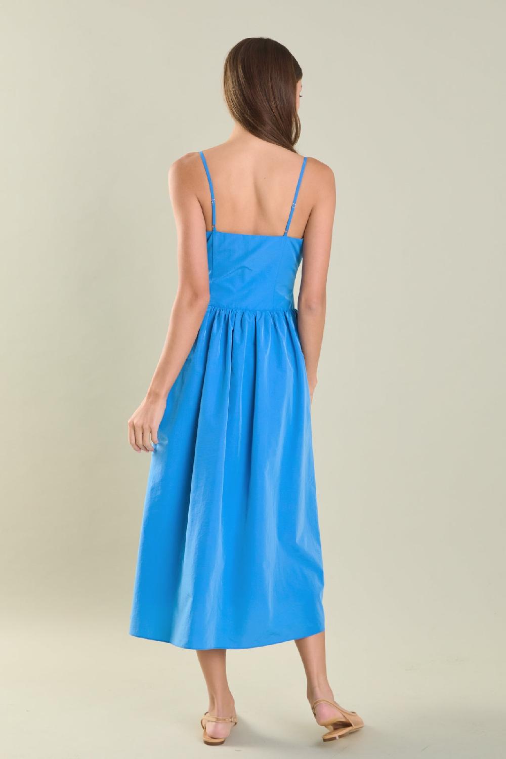 Endless Rose Front Ties Midi Dress CORNFLOWER