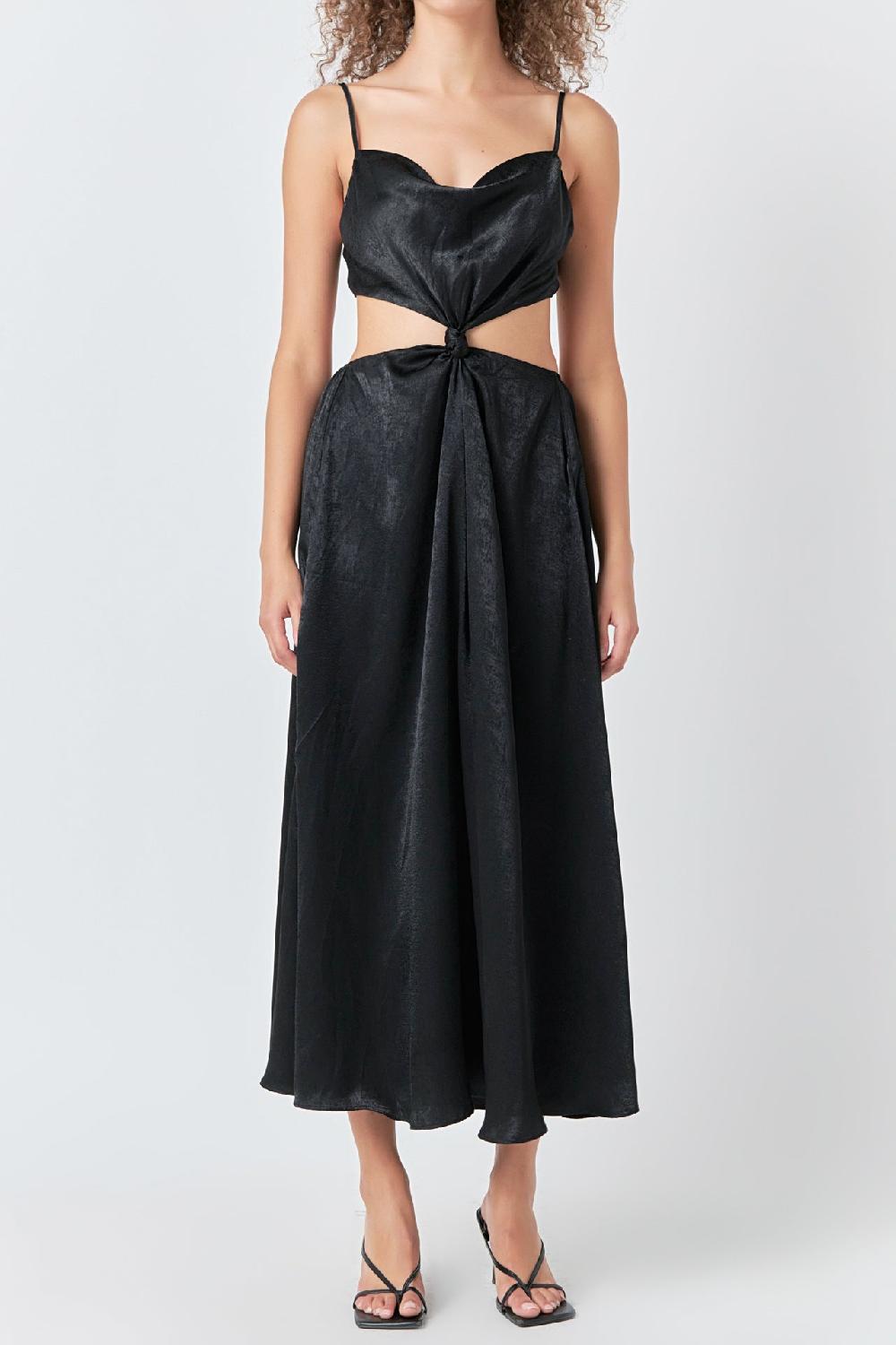 Endless Rose Front Twist Maxi Dress BLACK