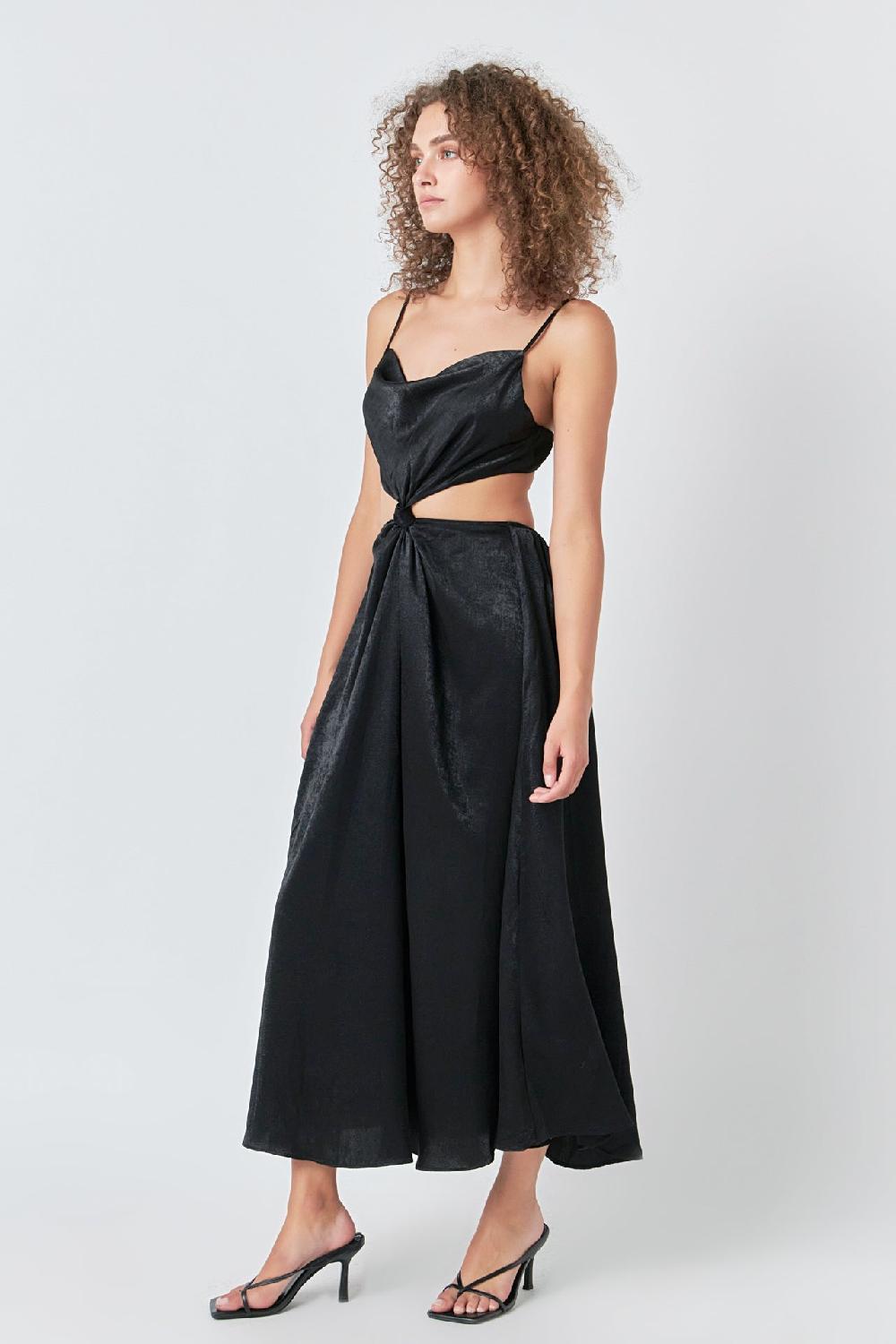 Endless Rose Front Twist Maxi Dress BLACK