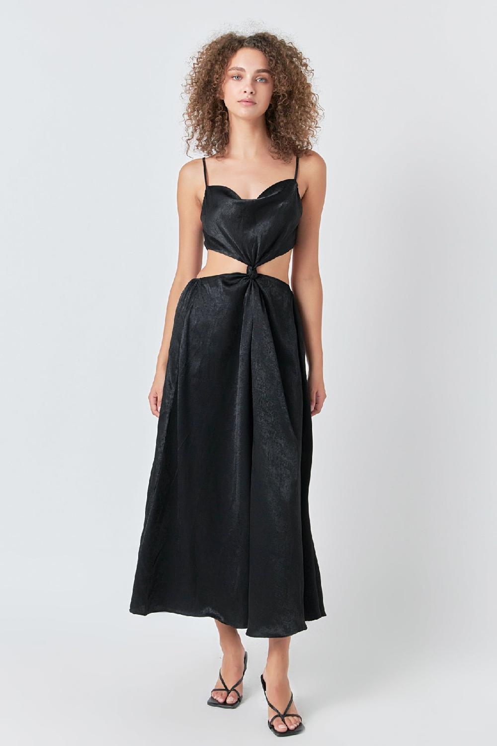 endless rose Front Twist Maxi Dress BLACK