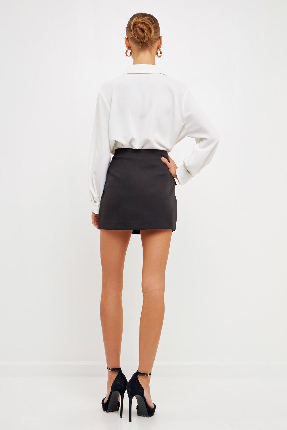 Endless Rose Front Wrap Mini Skort BLACK