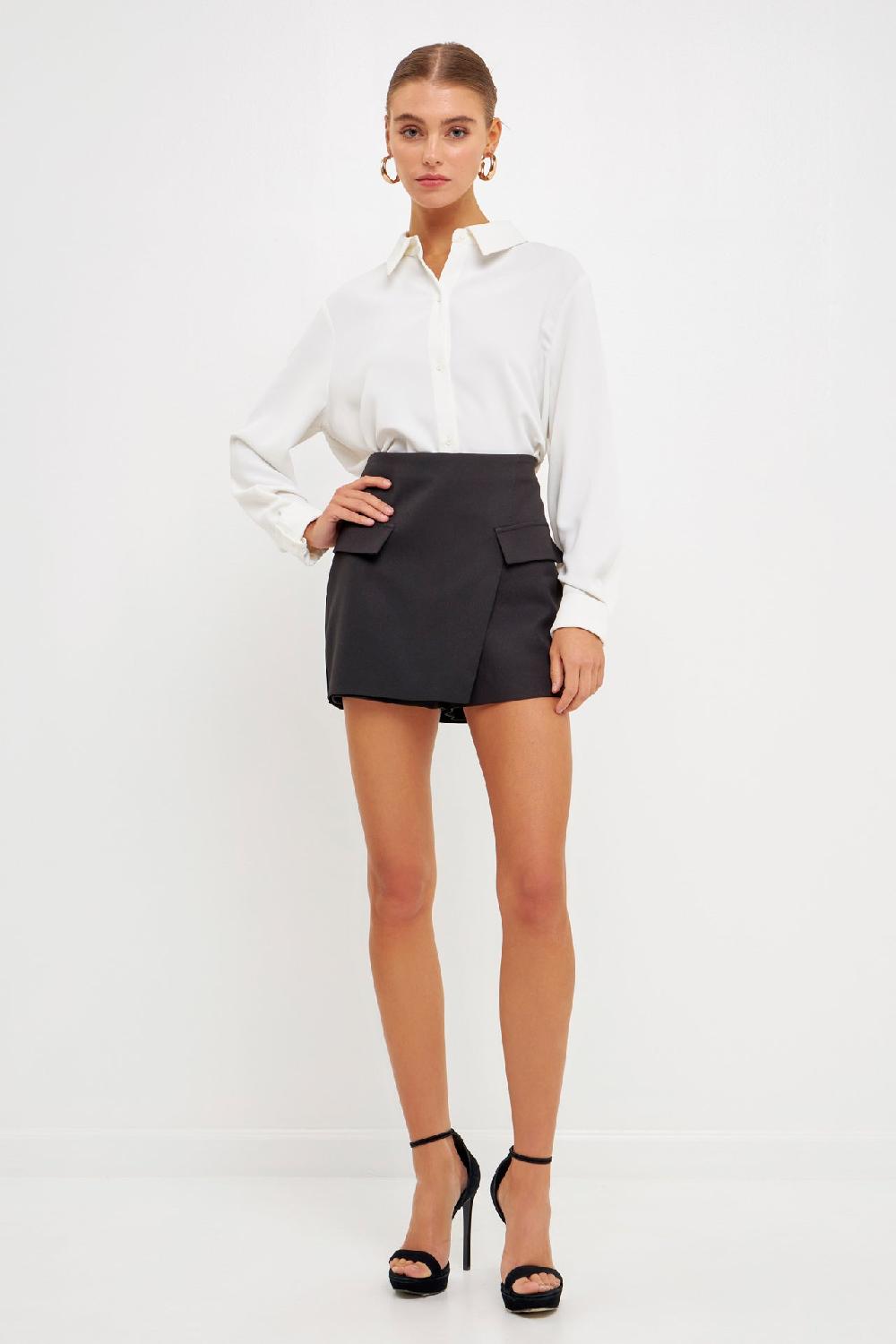 endless rose Front Wrap Mini Skort BLACK