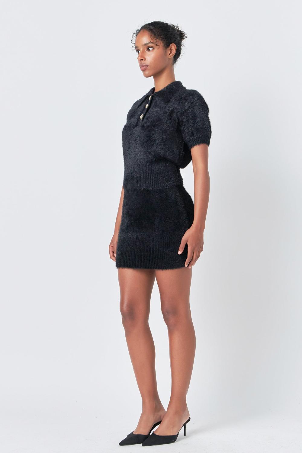 Endless Rose Fuzzy Mini Skirt BLACK