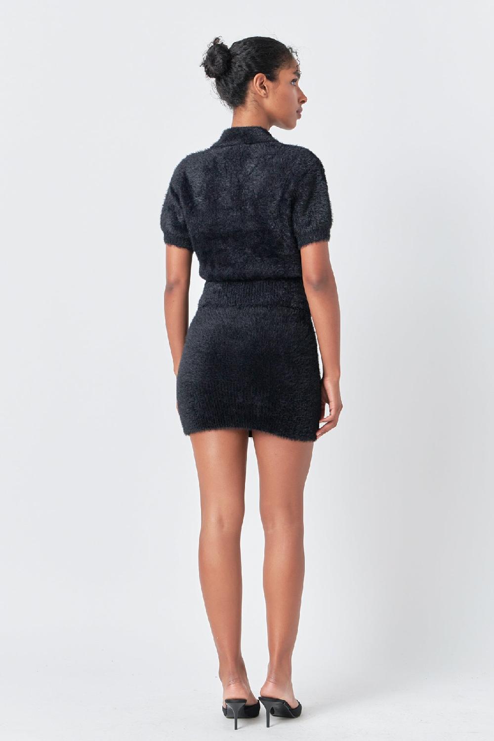 Endless Rose Fuzzy Mini Skirt BLACK