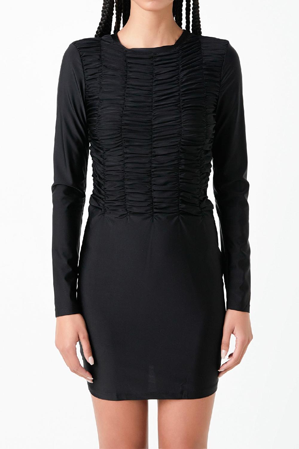 Endless Rose Gathered Mini Dress BLACK