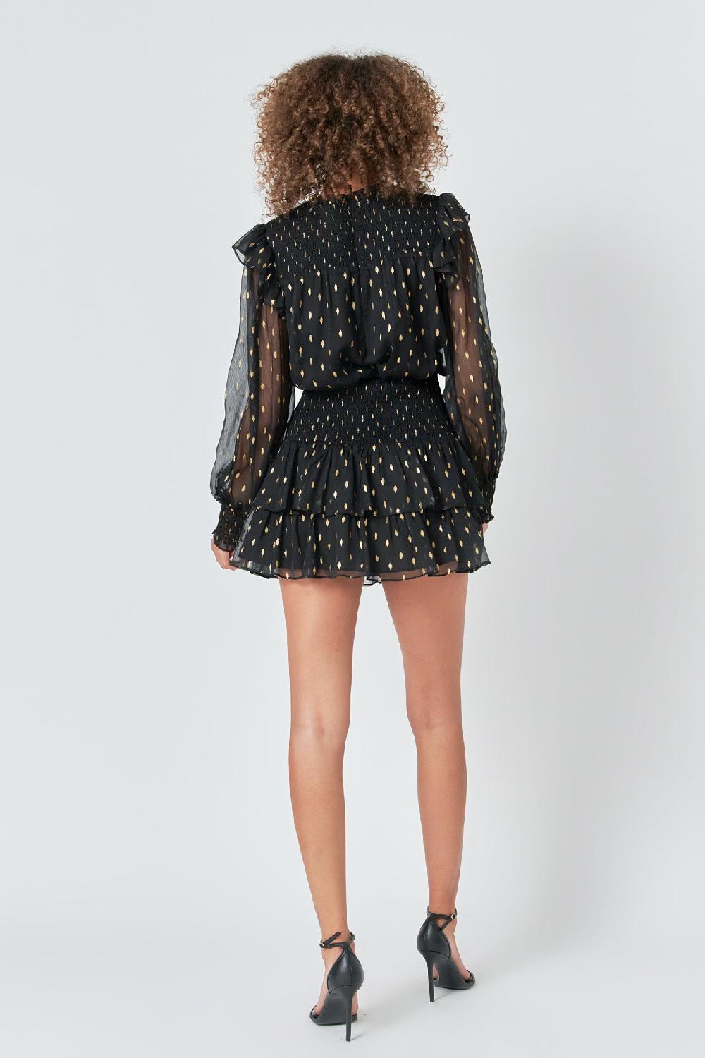 Endless Rose Gold Dot Printed Mini Dress BLACK