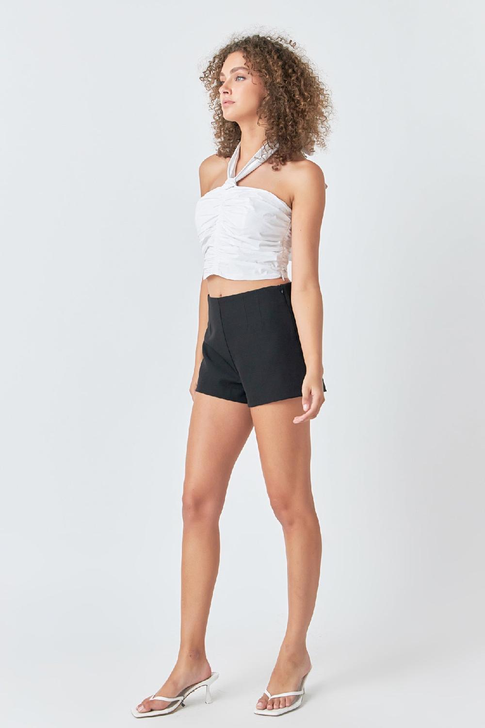 Endless Rose Halter Loop Ruched Top OFF WHITE