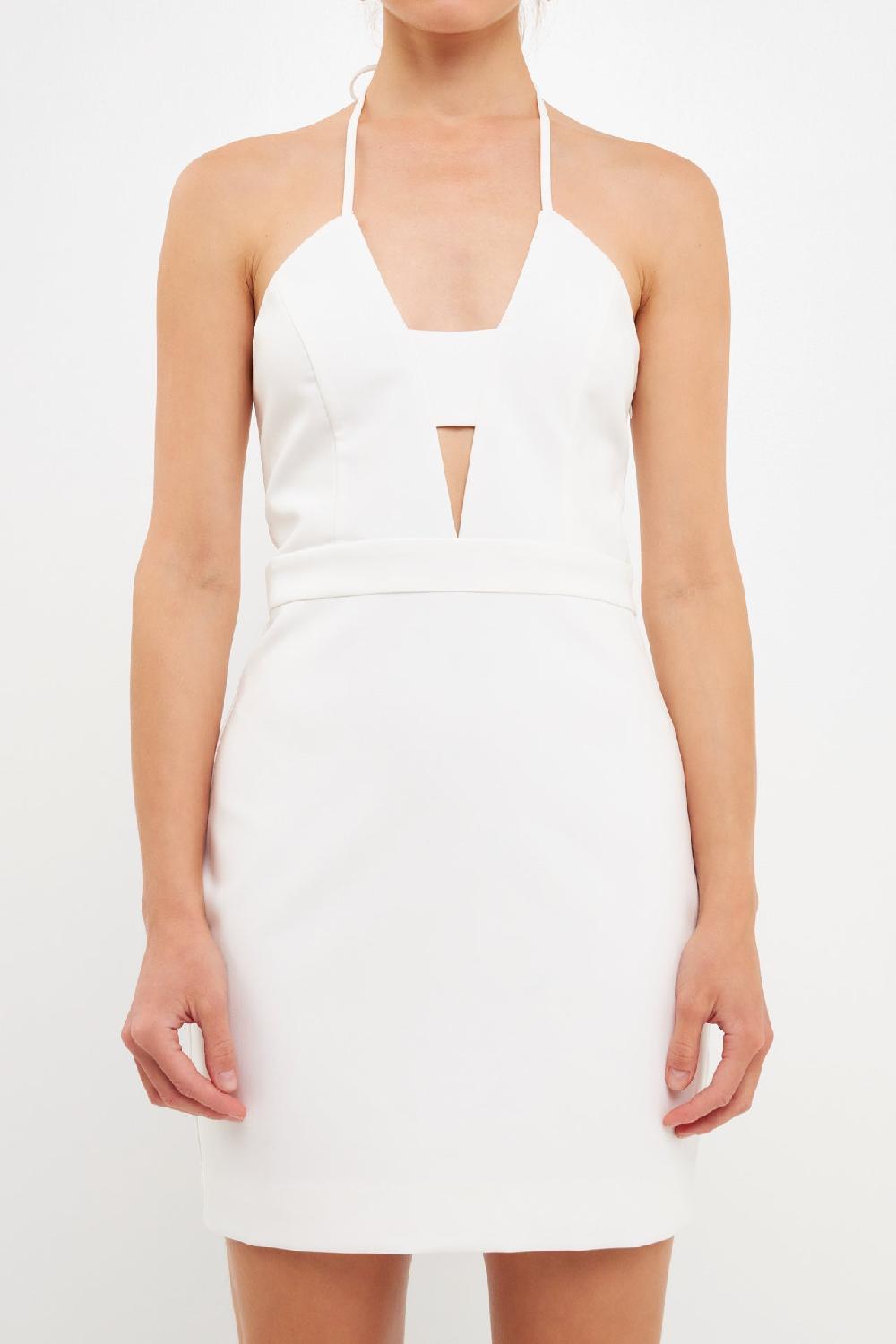 Endless Rose Halter Neck Cut Out Mini Dress WHITE