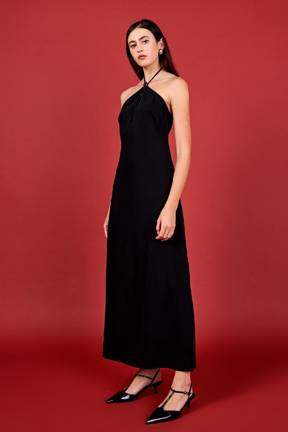 Endless Rose Halter Neck Maxi Dress BLACK