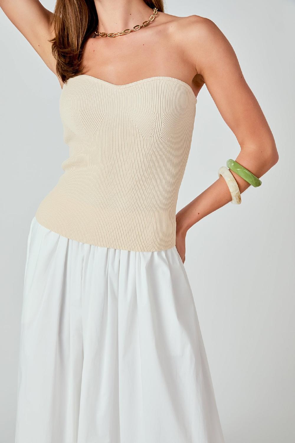 Endless Rose Hana Fitted Knit Tube Top NUDE