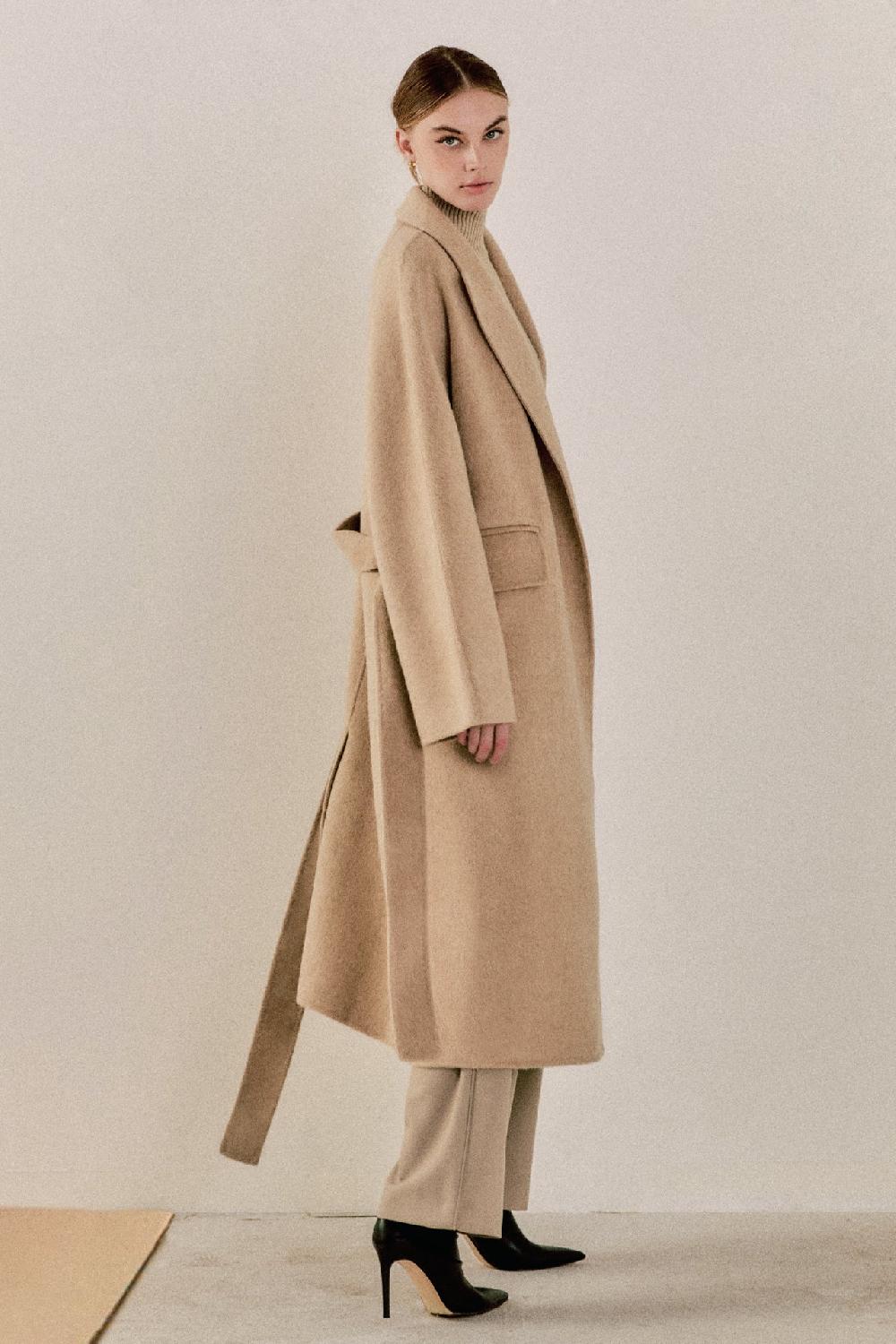 Endless Rose Handmade Blend Belted Maxi Coat BROWN