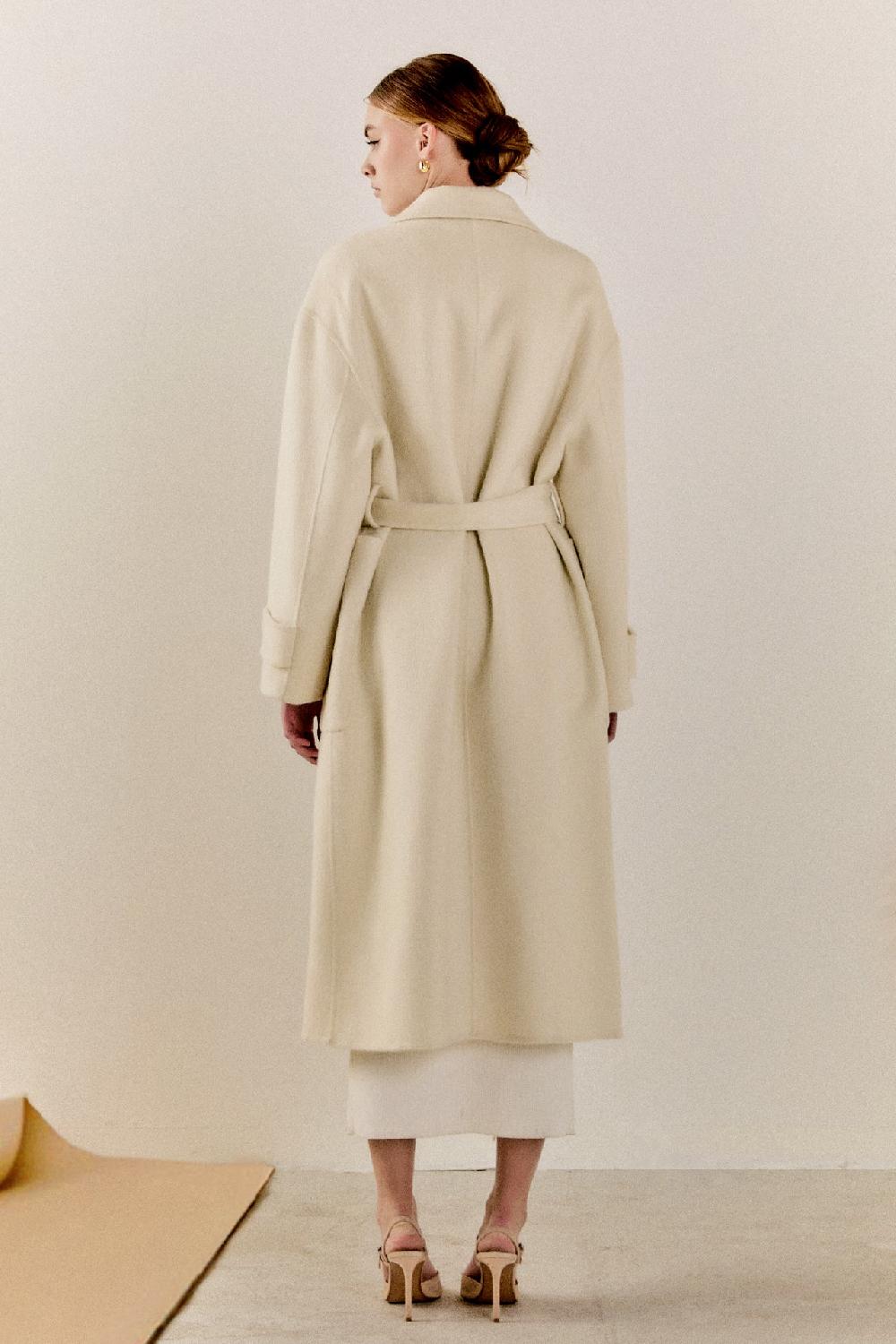 Endless Rose Handmade Blend Belted Maxi Coat CREAM