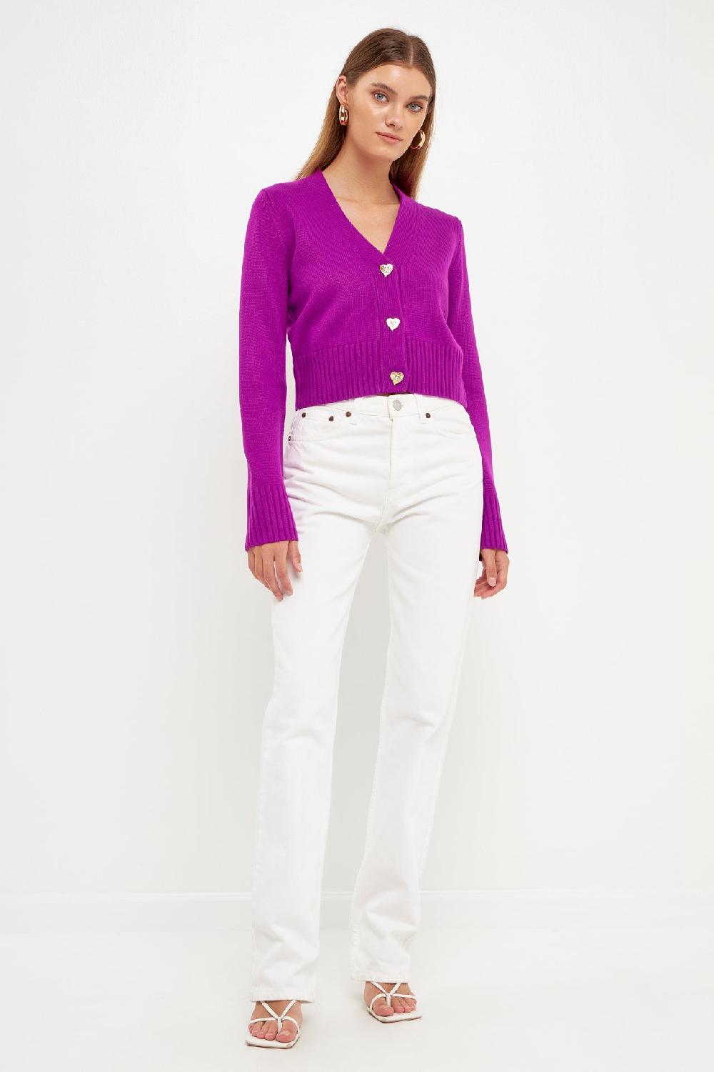 Endless Rose Heart Button Cardigan ORANGE