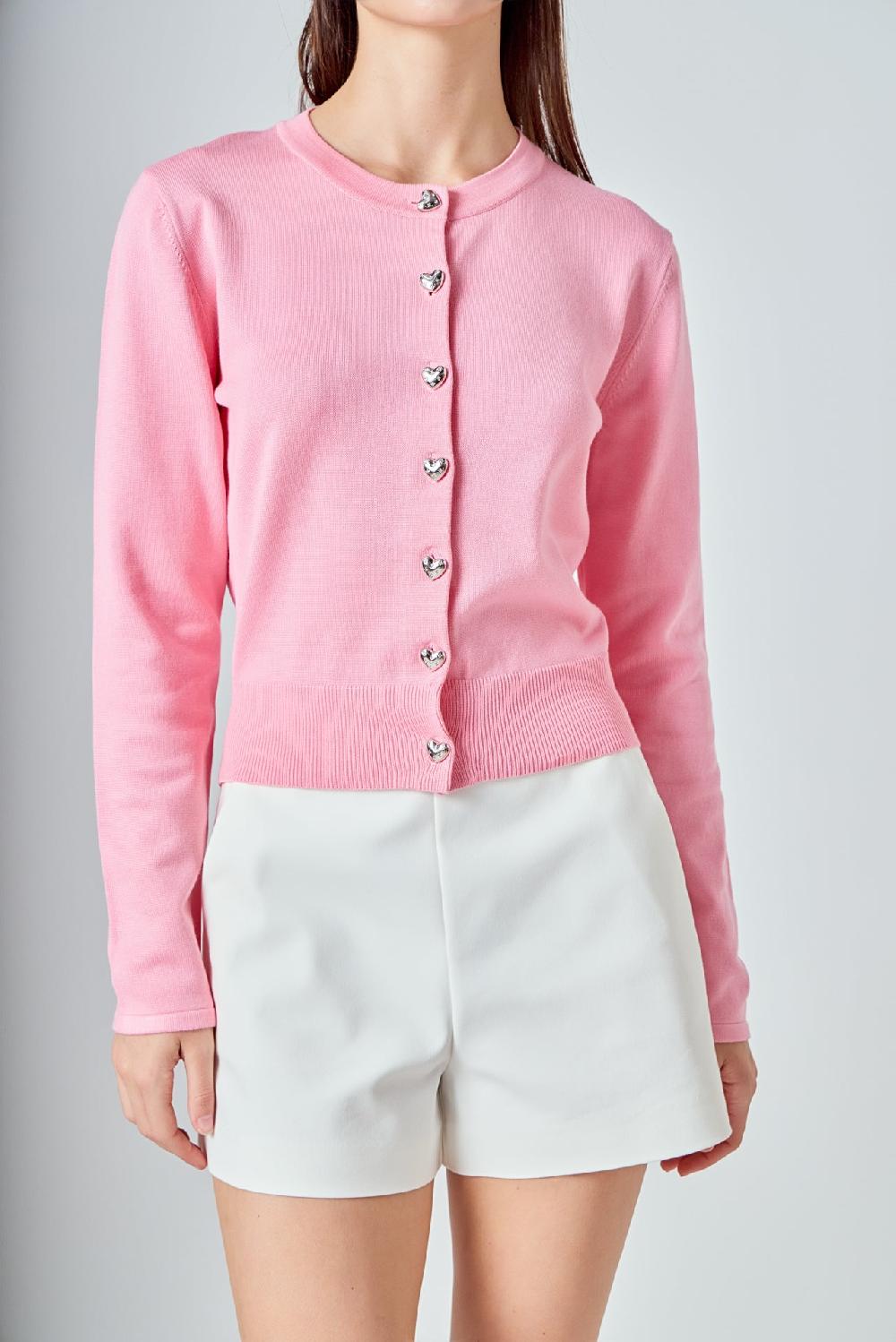 Endless Rose Heart Button Down Cardigan PINK