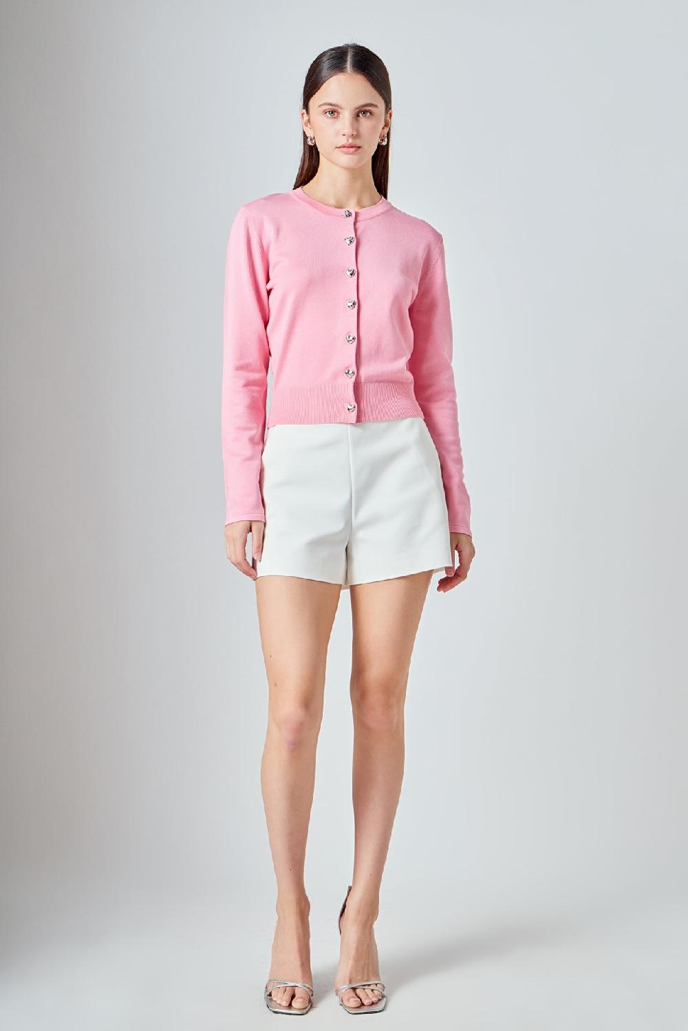 Endless Rose Heart Button Down Cardigan PINK