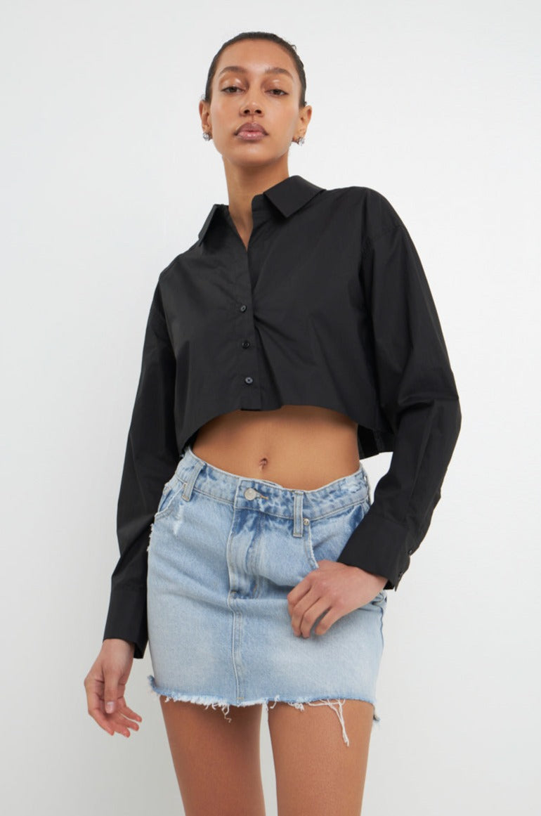 endless rose High Low Acid Wash Denim Skirt DENIM