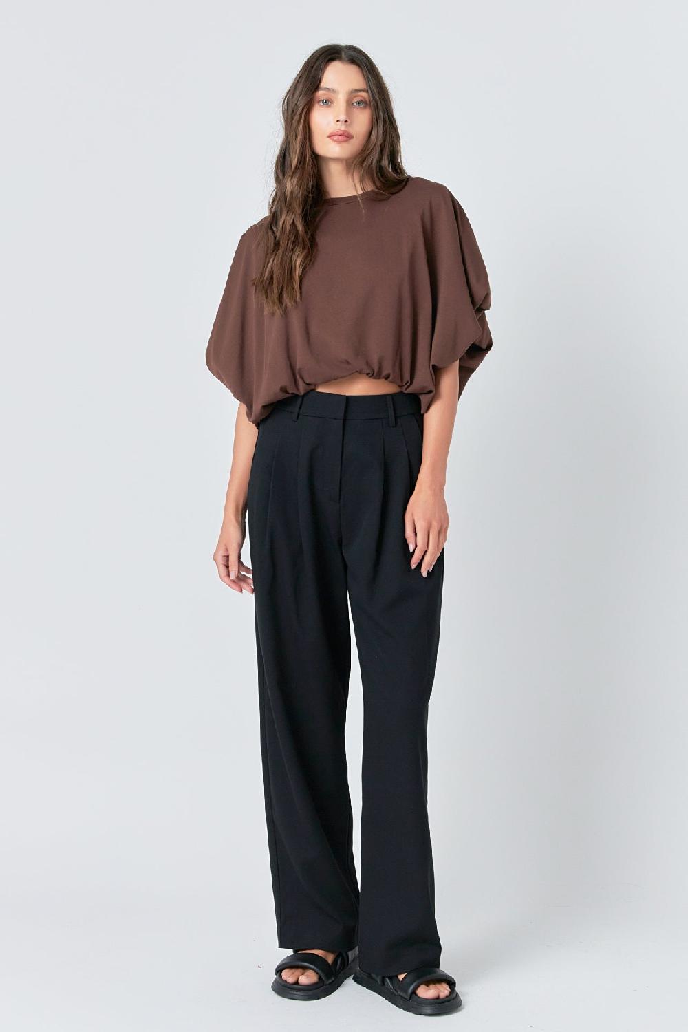 Endless Rose High-Low Cropped T-Shirt BLACK
