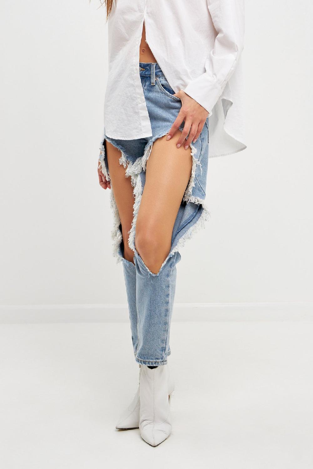 Endless Rose High Waist Destroyed Jeans DENIM