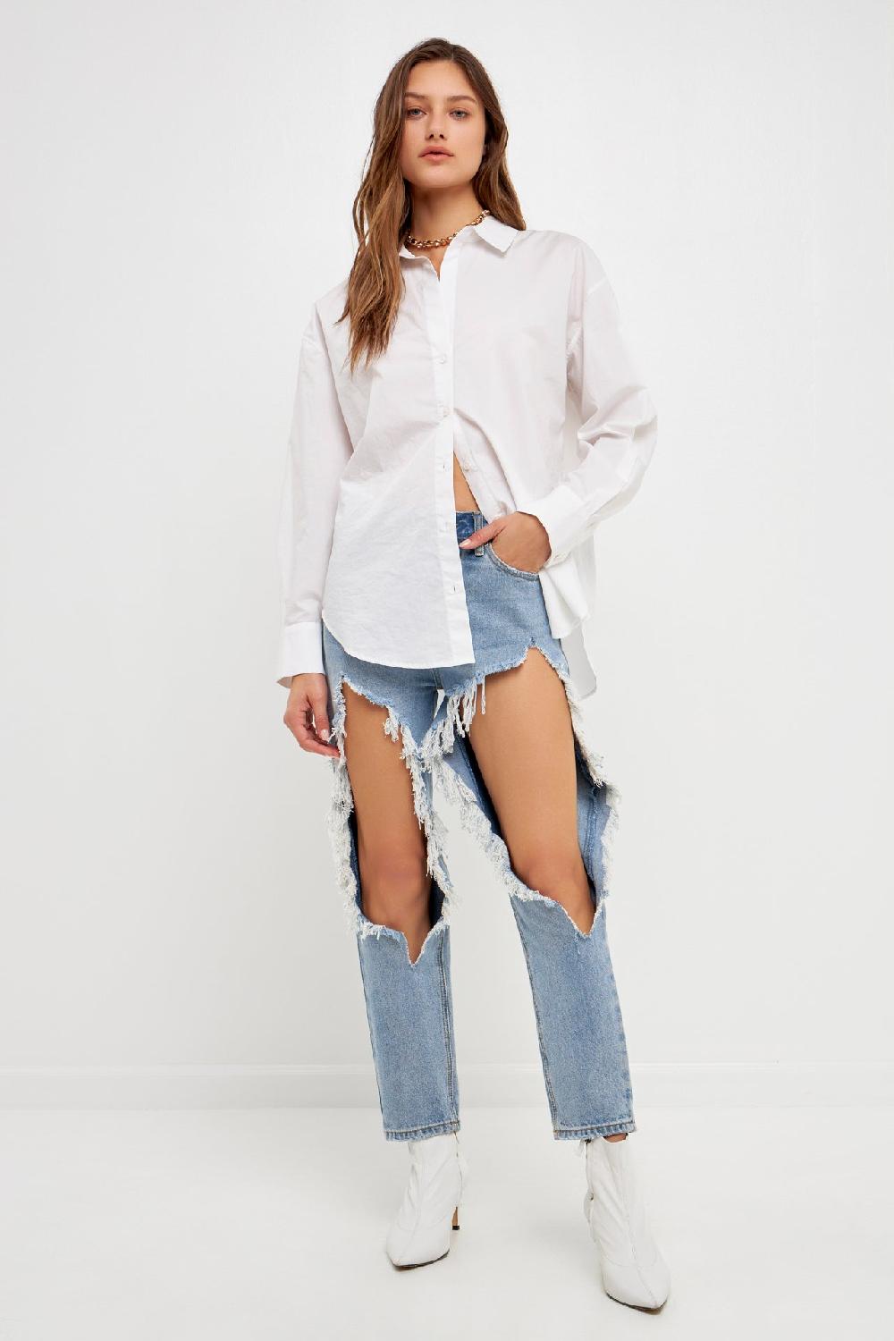 endless rose High Waist Destroyed Jeans DENIM