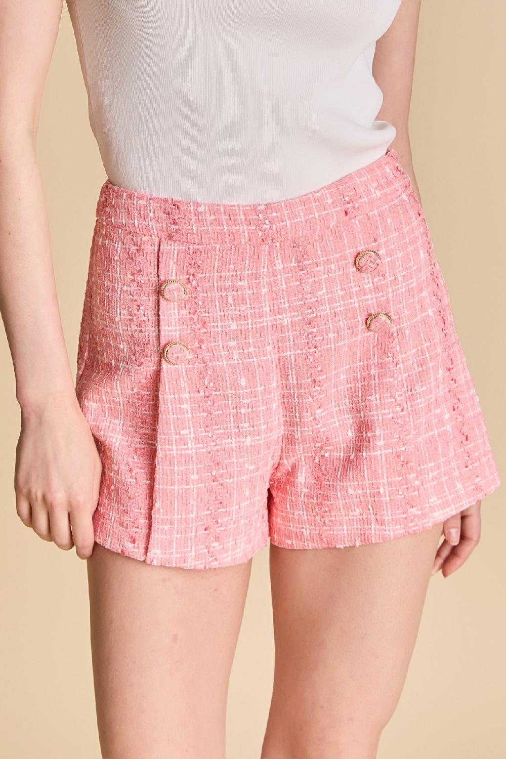 Endless Rose High Waist Tweed Shorts PINK