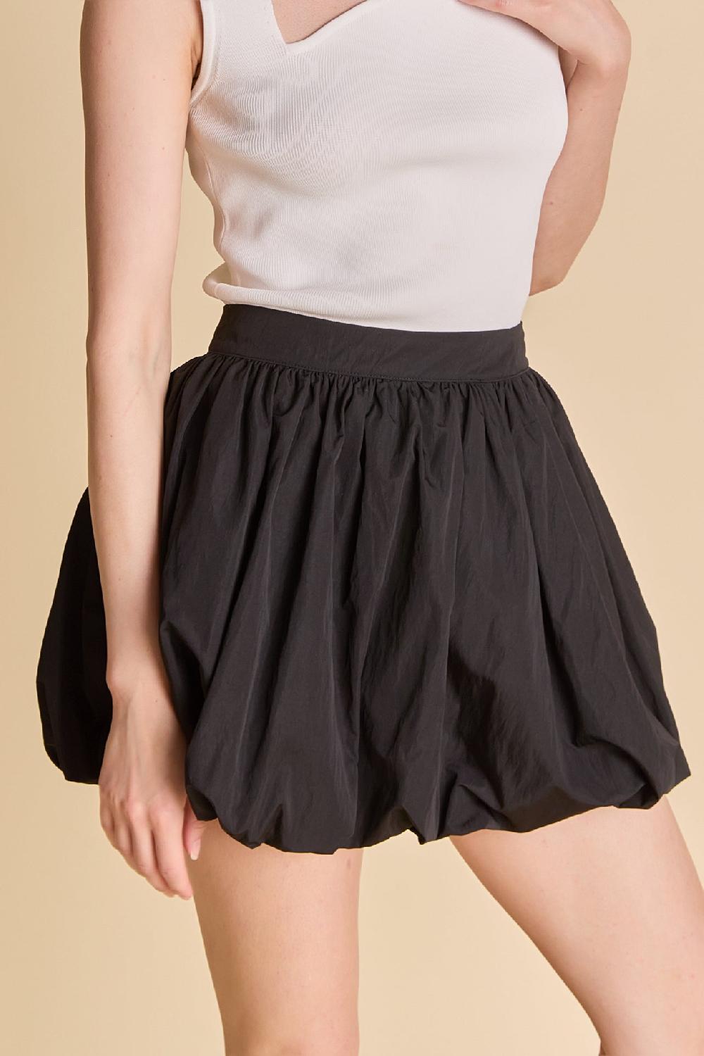 Endless Rose High Waisted Bubble Mini Skirt BLACK