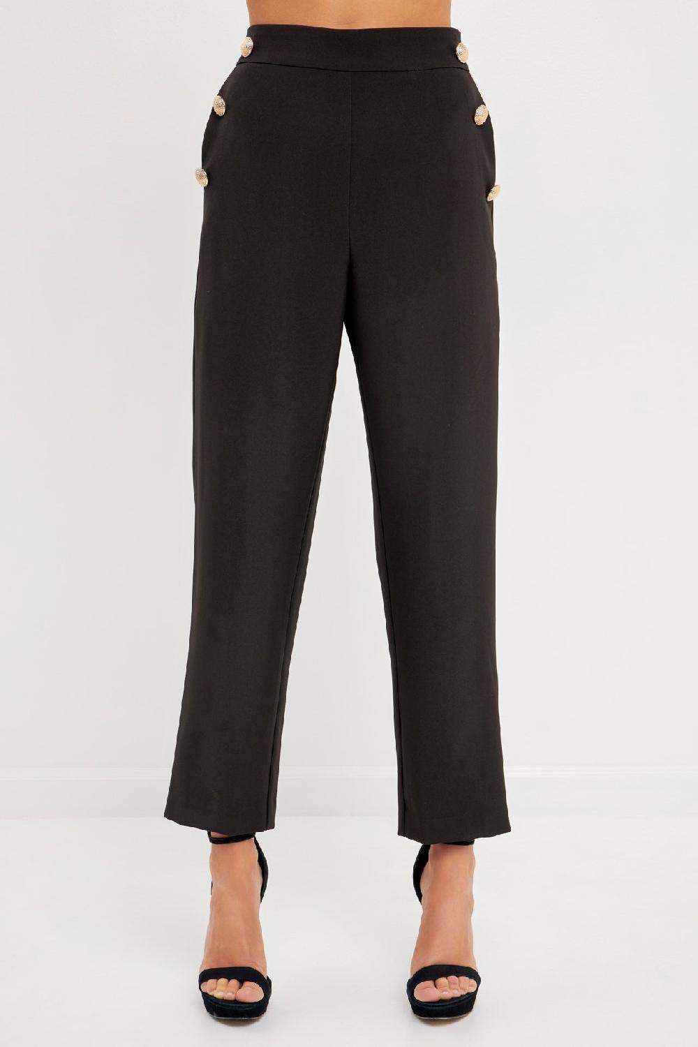 Endless Rose High Waisted Buttoned Trousers BLACK